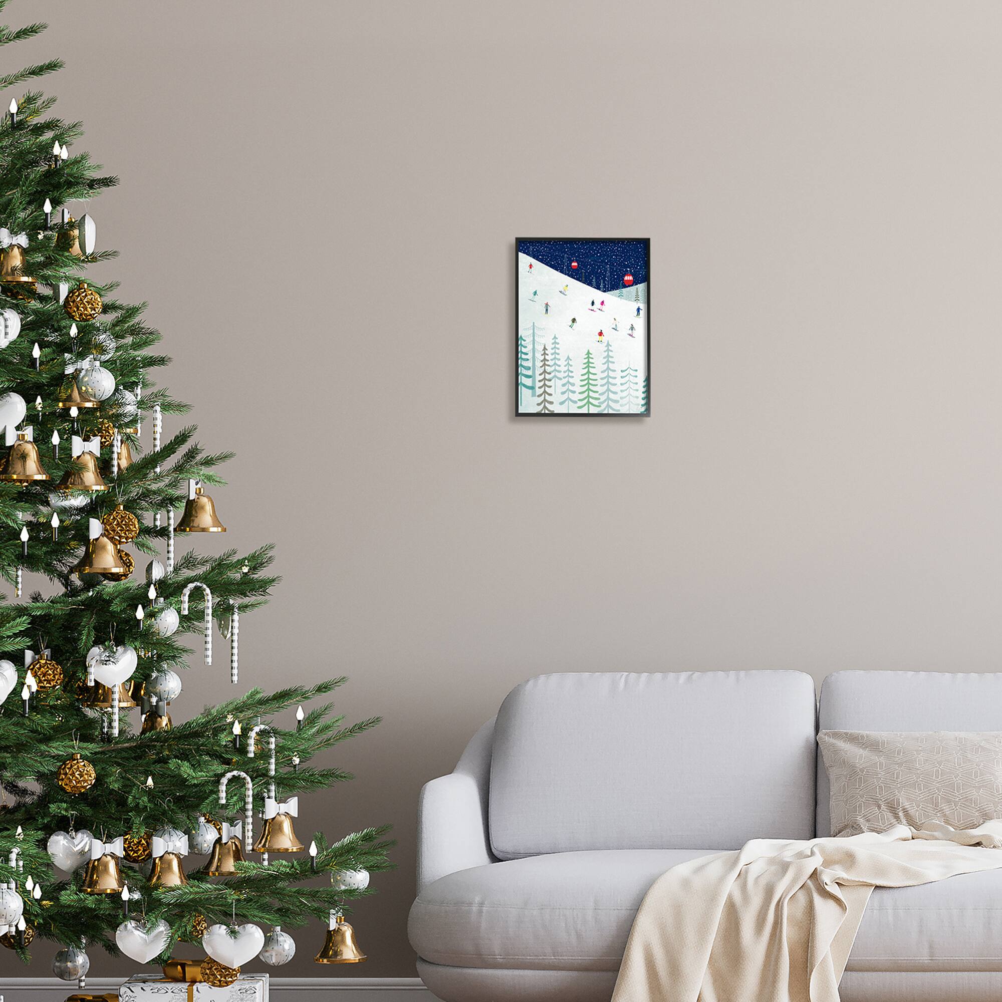 Stupell Industries Skiing Night Sky Winter Slopes Framed Giclee Art